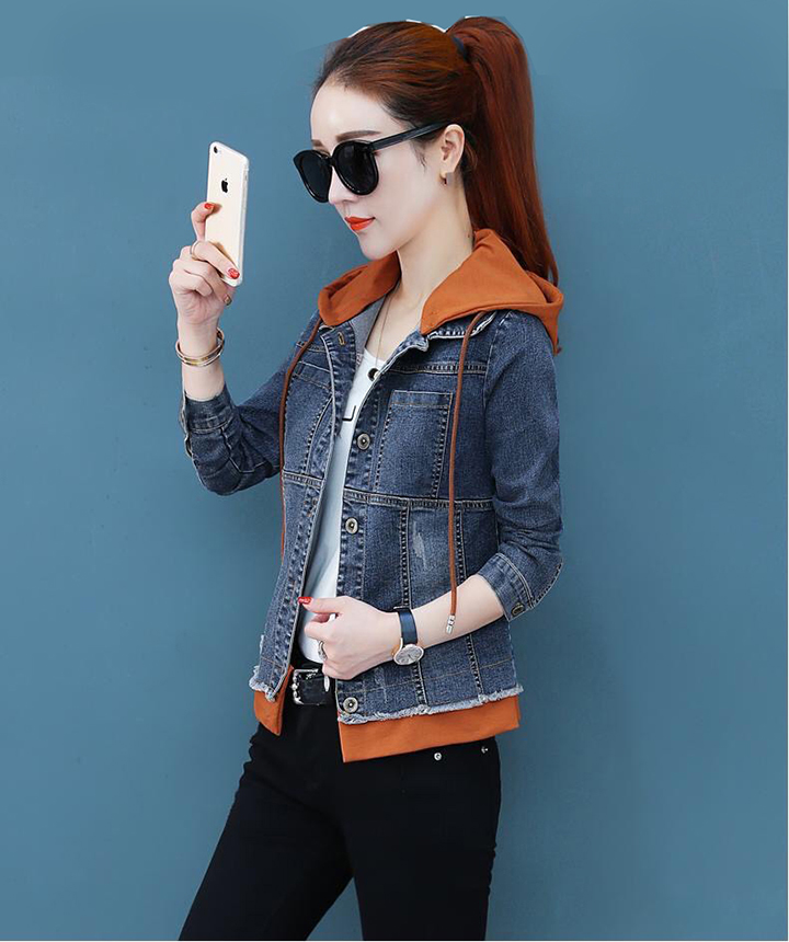 ÁO KHOÁC JEAN NỮ PHỐI NÓN NÂU